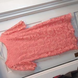 Madison Leigh Lace Overlay Short Sleeve Dress